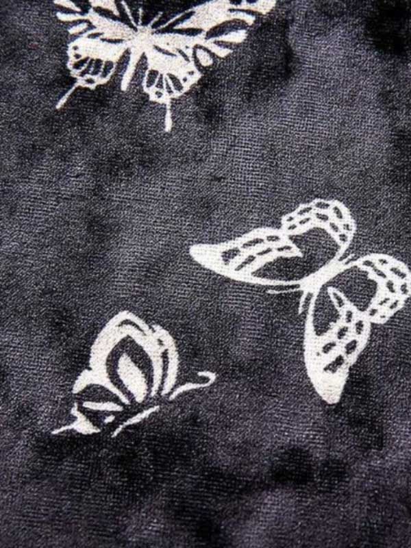 Butterfly Printed Velvet Chain Slotted Collar Sexy Vest