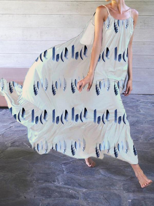 Boho Leather Printed Party Maxi Dress