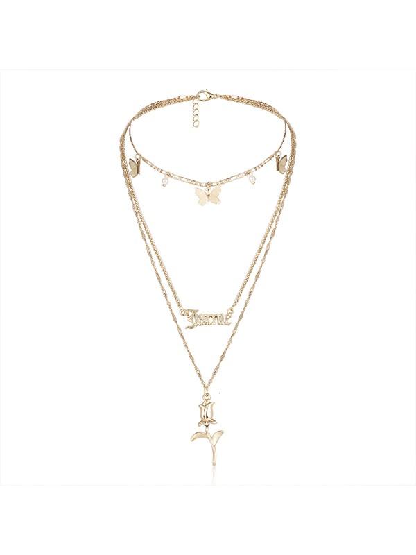 Vintage Rose Butterfly Butterfly Necklace