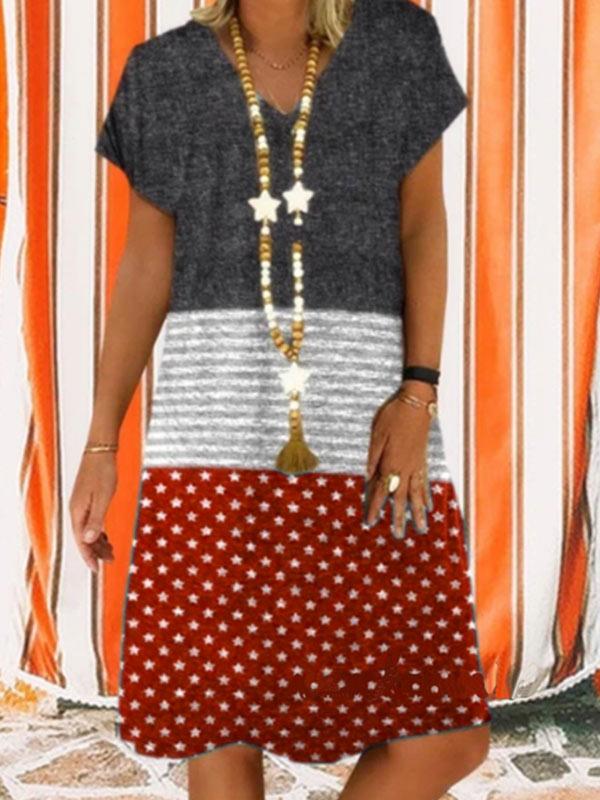 Ladies fashion printed short sleeve dress