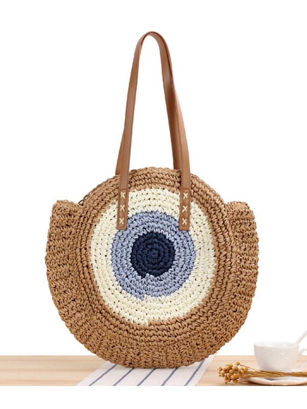 Women's retro round hand-woven bag
