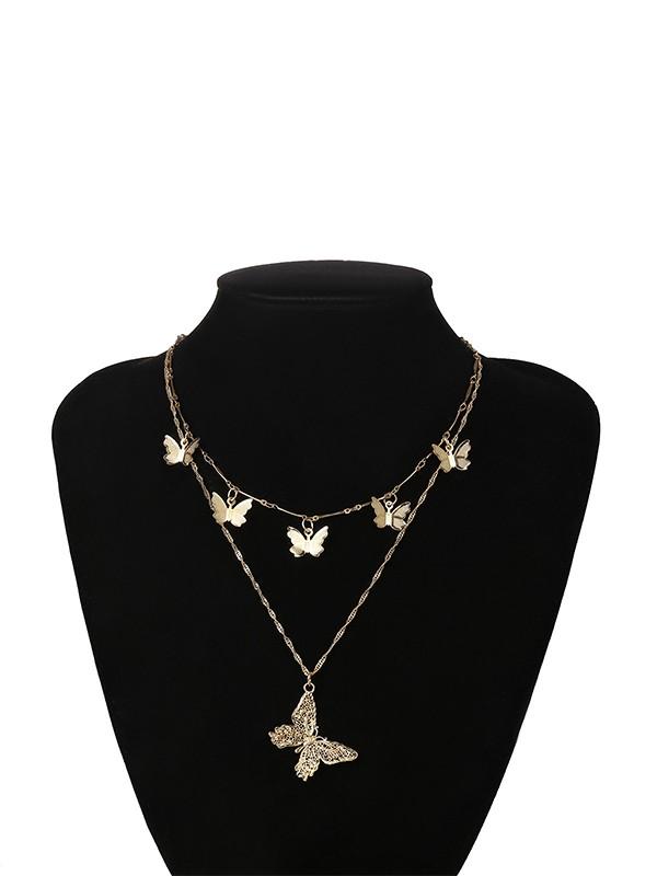 Vintage Wild Cutout Butterfly Pendant Necklace