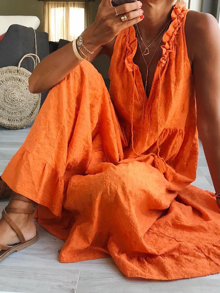 Solid Color Casual Dress