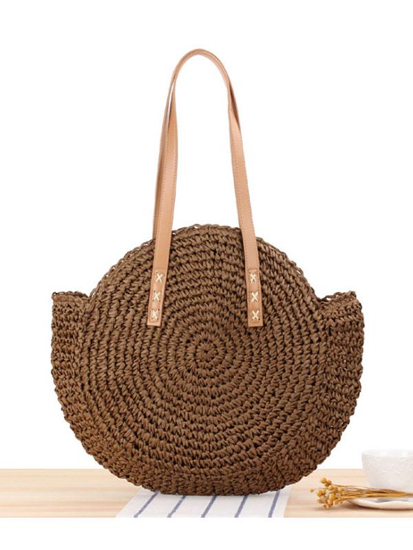 Women's retro round hand-woven bag