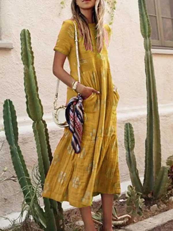 Ladies bohemian holiday print dress