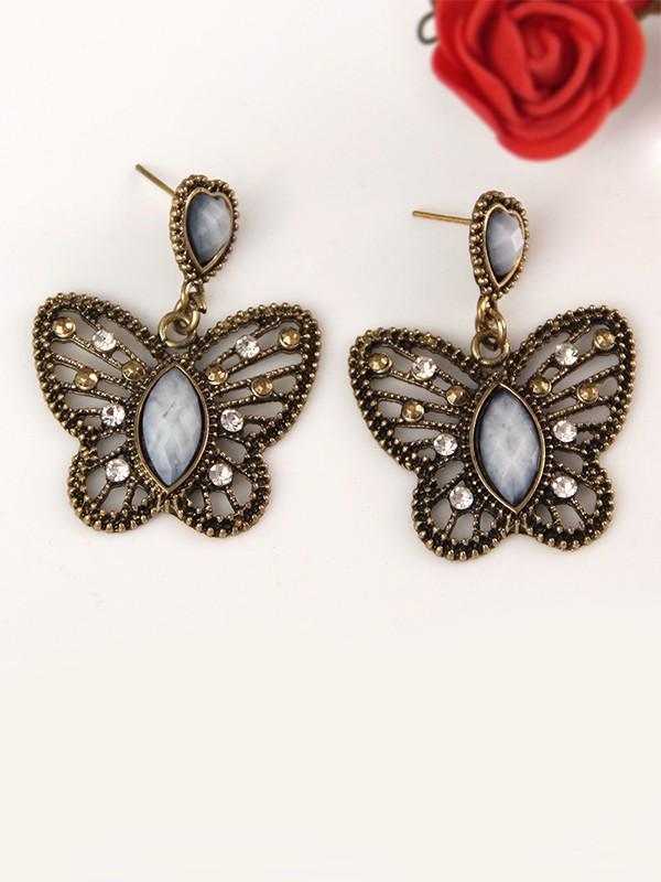 Retro Hollow Butterfly Earrings Wild Diamond Stud Earrings