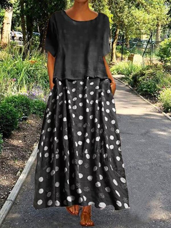 Women's Polka Dot Short Sleeve Dress Set