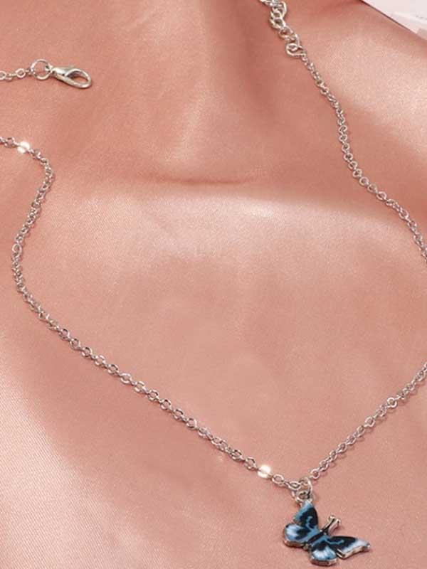 Retro dripping butterfly color necklace