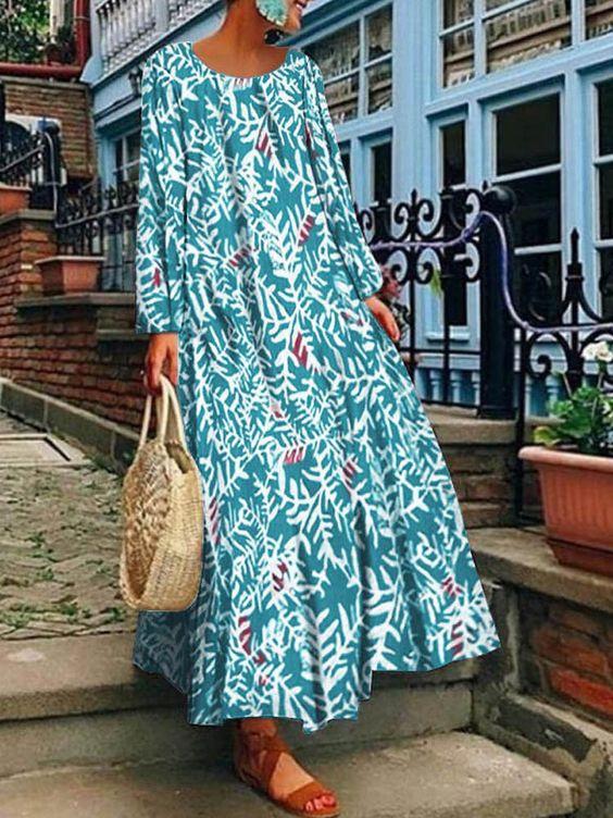 Printed long sleeve dress