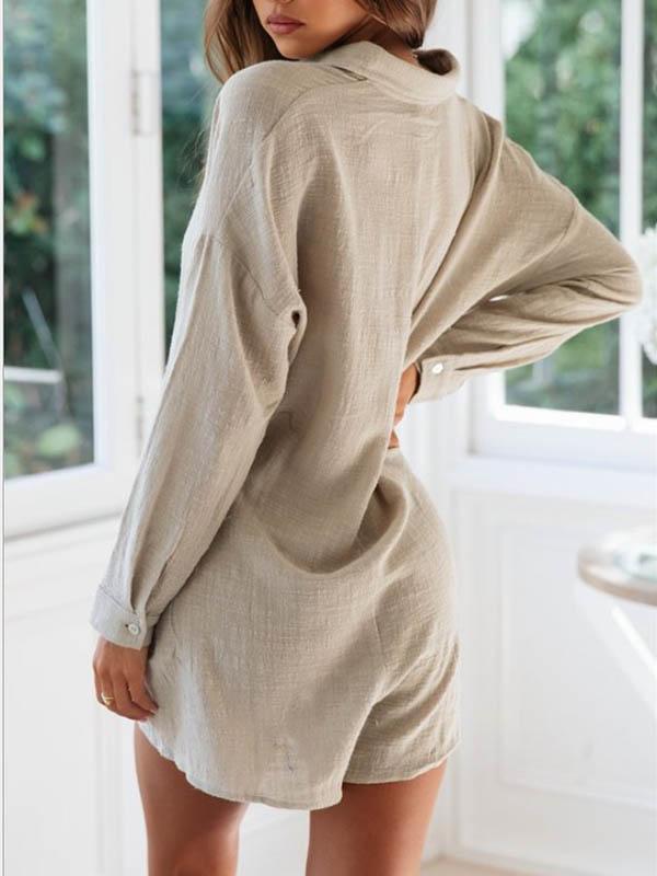 Ladies Sexy V-Neck Cotton Linen Jumpsuit
