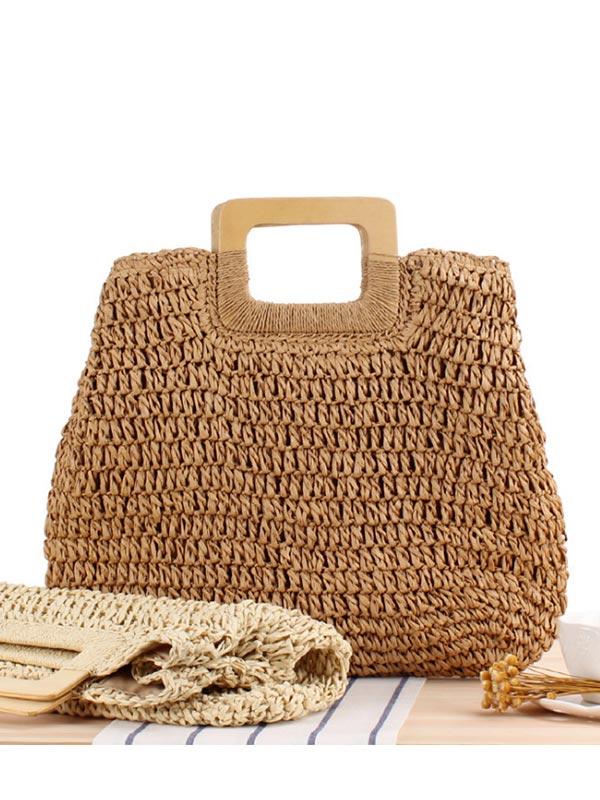 Women's vintage hand-woven openwork handbag