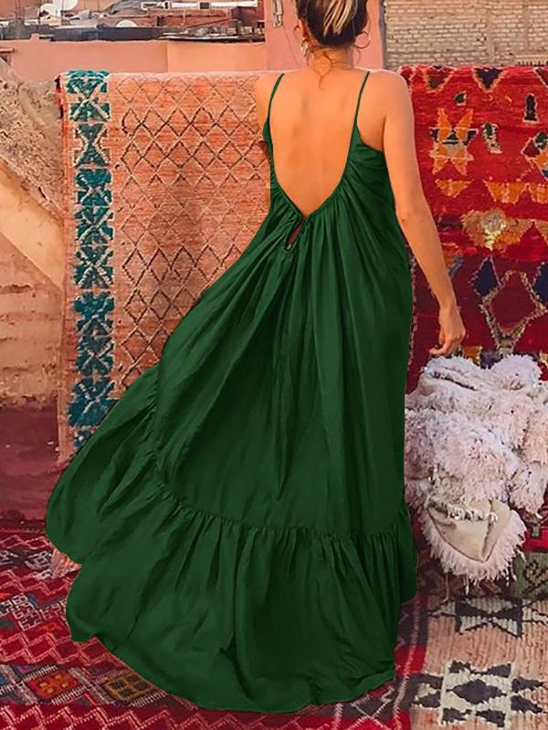 Backless Boho Party Maxi Dress
