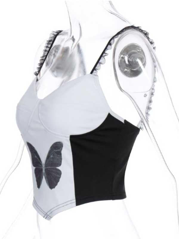 Butterfly print strap tube top