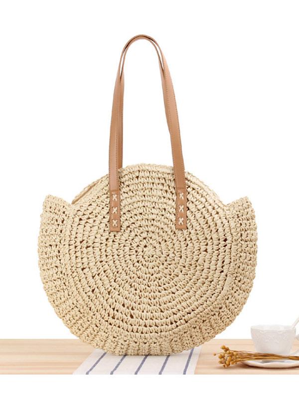 Women's retro round hand-woven bag