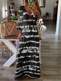 Bohemian Vintage Vacation Beach Tie-Dye Maxi Dress