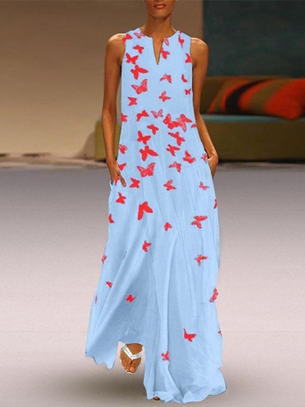 Women's Butterfly Printed Bohemian Dress