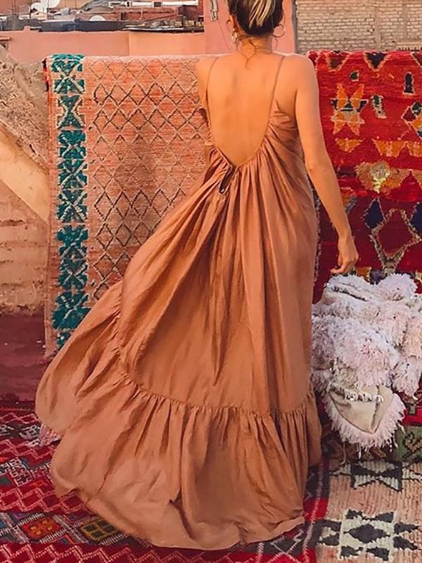 Backless Boho Party Maxi Dress – My Store