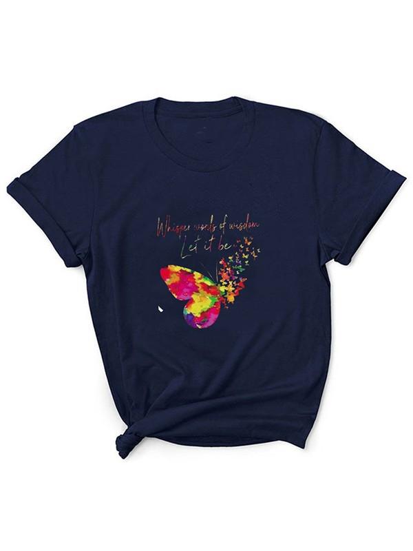 Butterfly print wild T-shirt