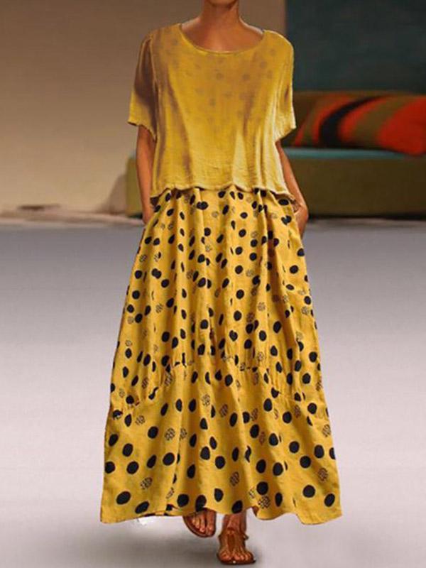 Women's Polka Dot Short Sleeve Dress Set