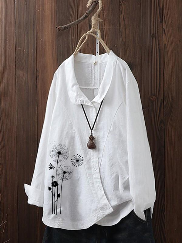 Irregular printed long-sleeved shirt