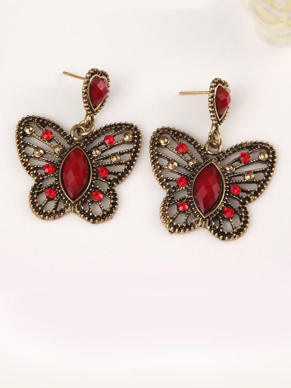 Retro Hollow Butterfly Earrings Wild Diamond Stud Earrings