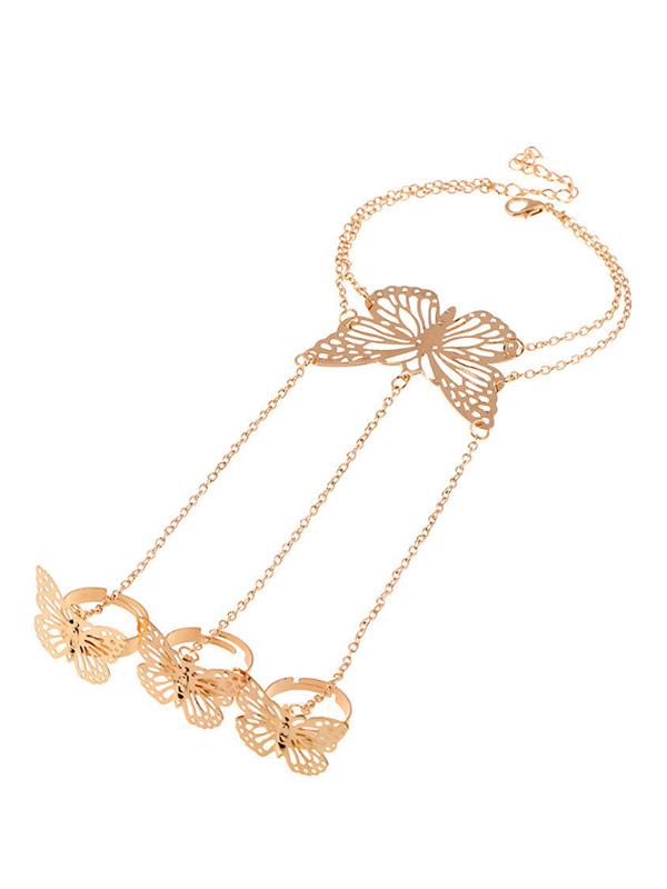 Women's Openwork Butterfly Finger Bracelet