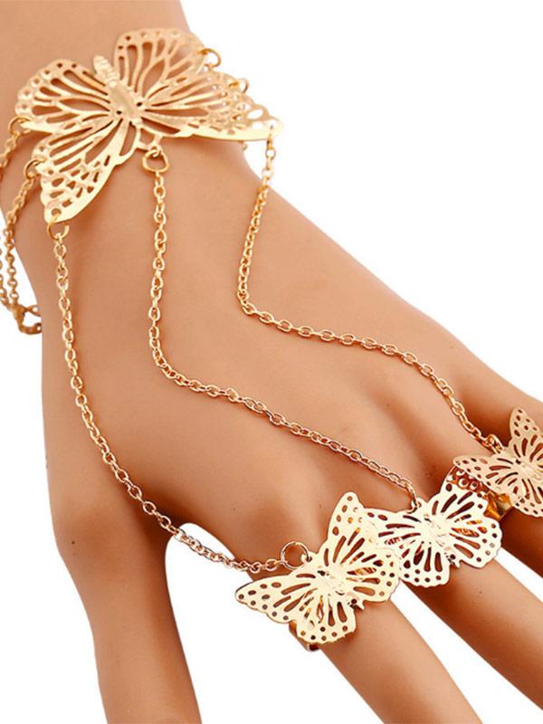 Women's Openwork Butterfly Finger Bracelet