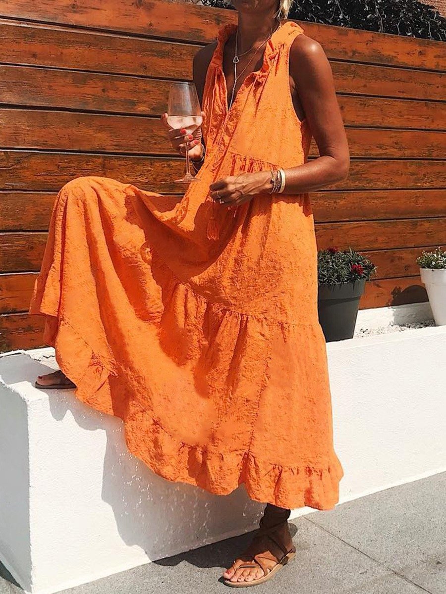 Solid Color Casual Dress
