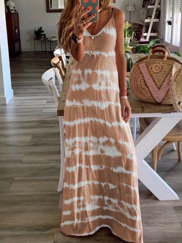 Ladies fashion tie-dye suspender dress