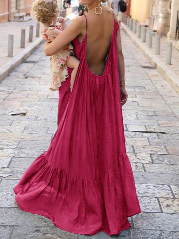 Backless Boho Party Maxi Dress